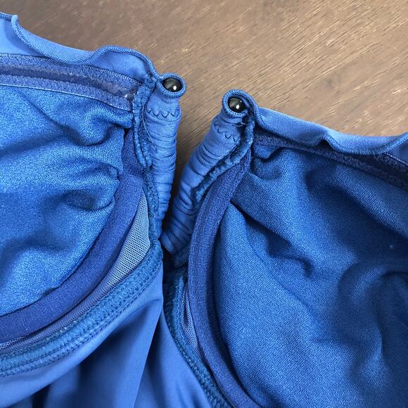 NEW Croft & Barrow Tankini Womens 8 Blue Ruffle Bandeau Swim Top - Picture 6 of 9